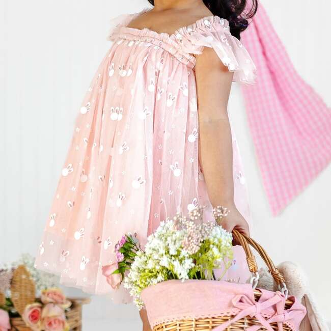 Little Bunny Easter Tulle Dress, Pink - Dresses - 3