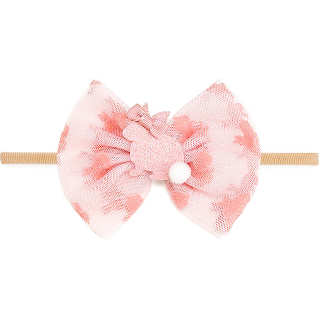 Honey Bunny Easter Tulle Bow Baby Headband, Pink