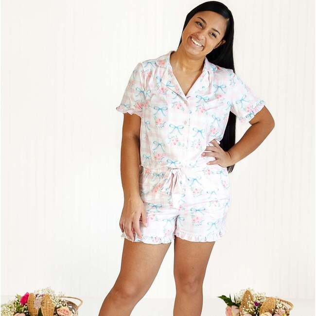 Gingham Trellis Women's Lounge Set, Pink