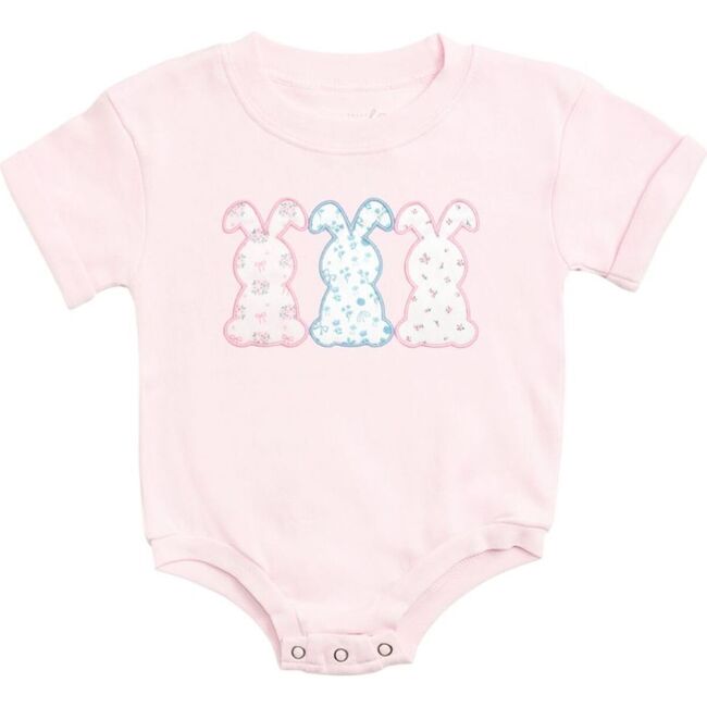 Floral Bunny Patch Easter Short Sleeve Romper, Ballet