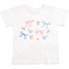Floral & Bow Watercolor Short Sleeve T-Shirt, White - T-Shirts - 1 - thumbnail