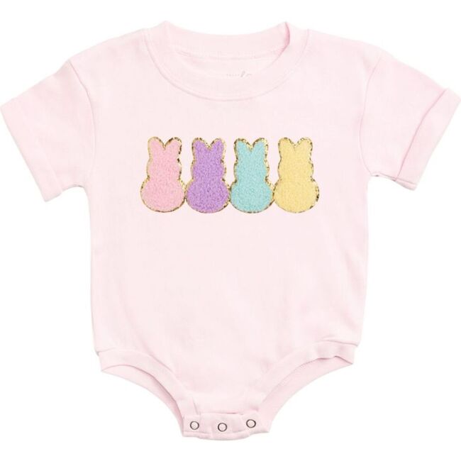 Easter Peeps Patch Short Sleeve Romper, Ballet