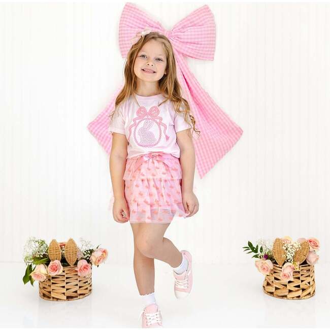 Bunny Locket Pearl Patch Easter Short Sleeve T-Shirt, Ballet