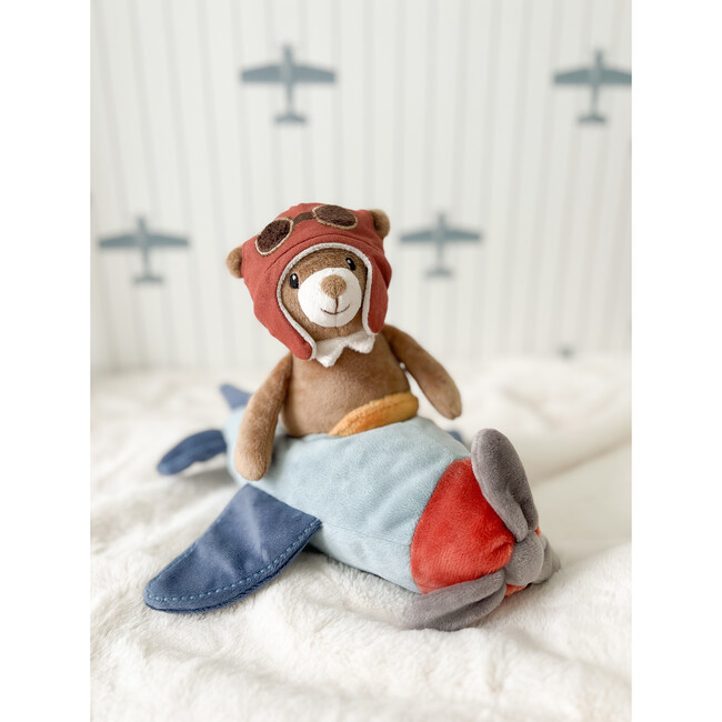 Pilot Bear and Plane, Blue - Plush - 3