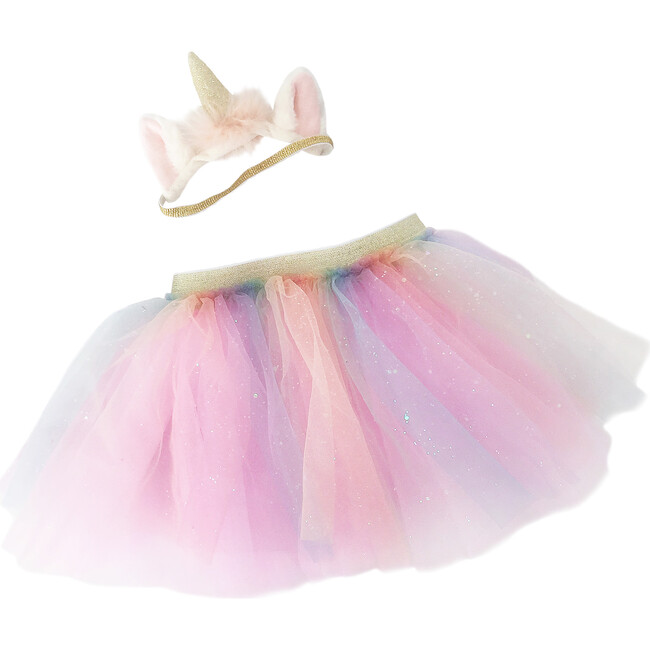 Tutu & Unicorn Headband Set, Rainbow - Costumes - 1
