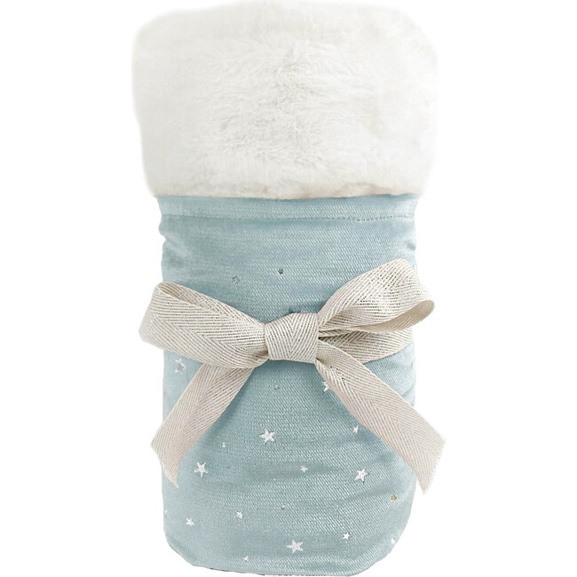 Celestial Velvet and Faux Fur Baby Blanket, Blue