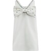 White Crystal Heart Denim Bow Dress - Dresses - 2