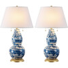 Set of 2 Color Swirls Glass Lamps, Navy - Lighting - 3