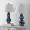 Set of 2 Color Swirls Glass Lamps, Navy - Lighting - 4