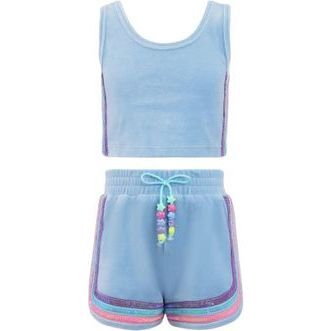 Rainbow Velour Sequin Tank Set, Blue