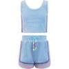 Rainbow Velour Sequin Tank Set, Blue - Mixed Apparel Set - 1 - thumbnail