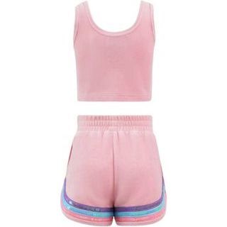 Rainbow Velour Sequin Tank Set, Pink
