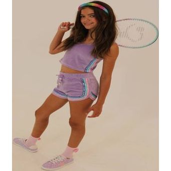 Rainbow Velour Sequin Tank Set, Lavender - Mixed Apparel Set - 3