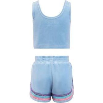 Rainbow Velour Sequin Tank Set, Blue