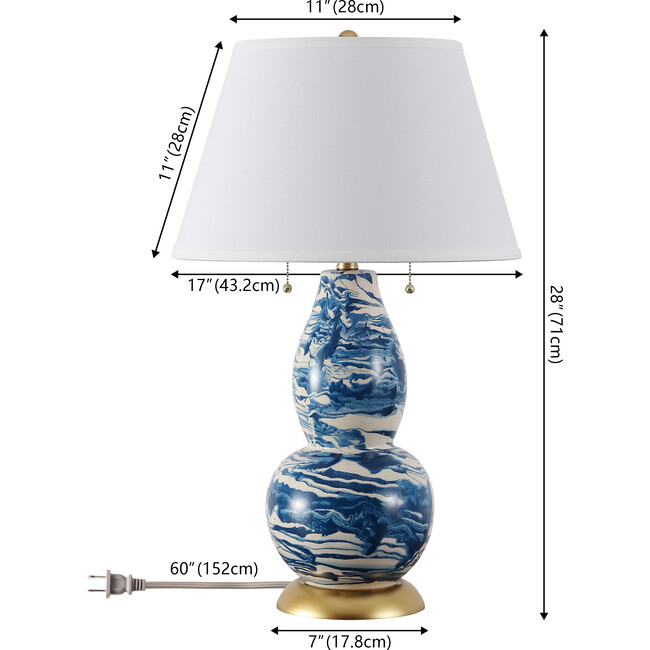 Set of 2 Color Swirls Glass Lamps, Navy - Lighting - 5