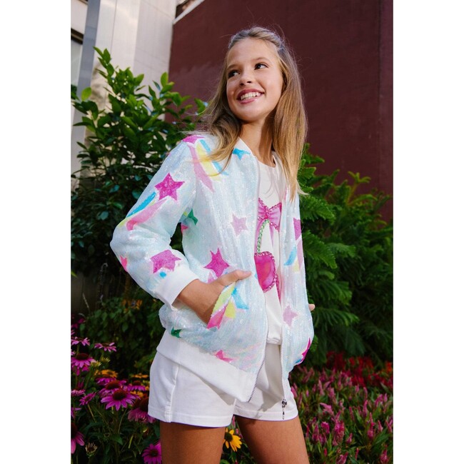 Rainbow Shooting Star Sequin Bomber - Jackets - 5