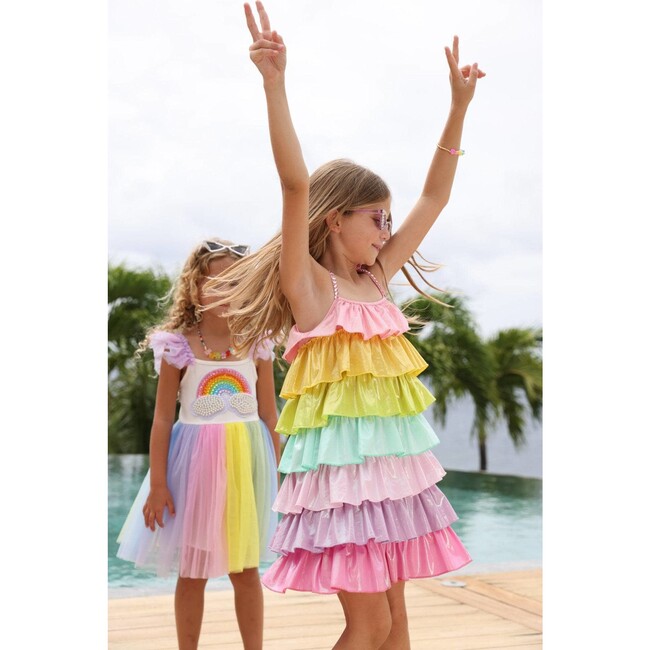 Rainbow Tiered Shimmer Dress - Dresses - 7