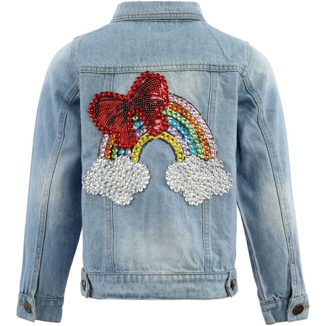 Rainbow Bow Gem Denim Jacket
