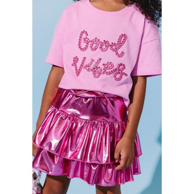 Metallic Ruffle Skort Hot Pink - Skirts - 3