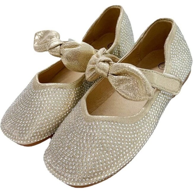 Gold Crystal Bow Ballet Flat