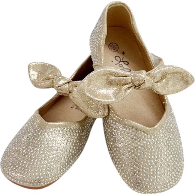 Gold Crystal Bow Ballet Flat - Flats - 3