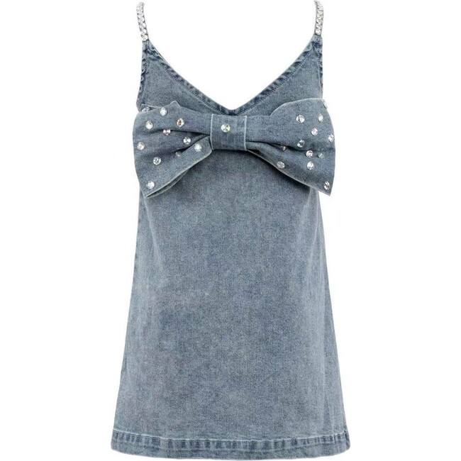 Gems Bow Denim Dress