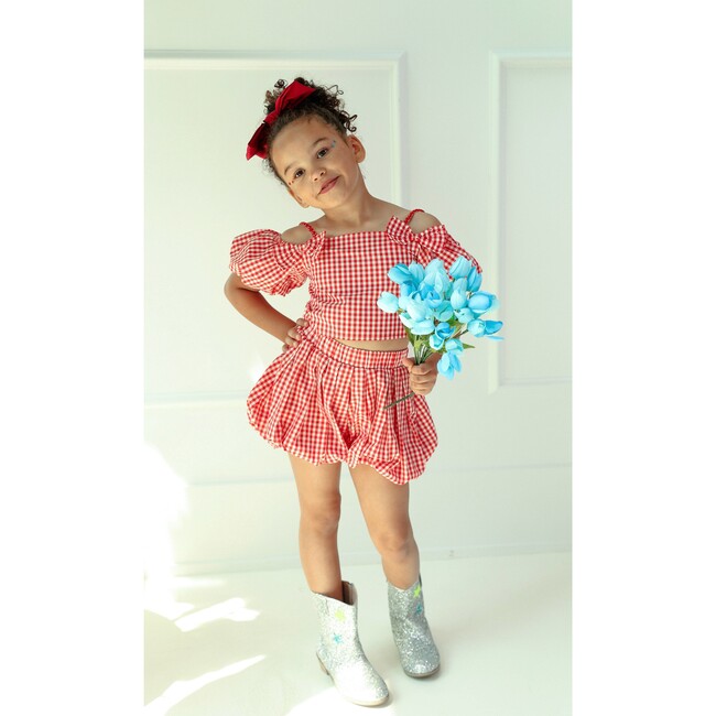 Plaid Bow Bubble Skort Set - Mixed Apparel Set - 6