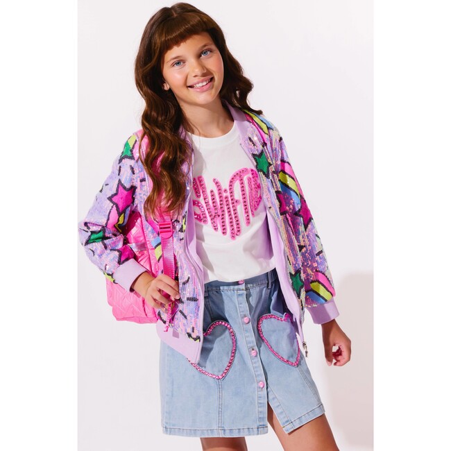Lavender Shooting Star Sequin Bomber