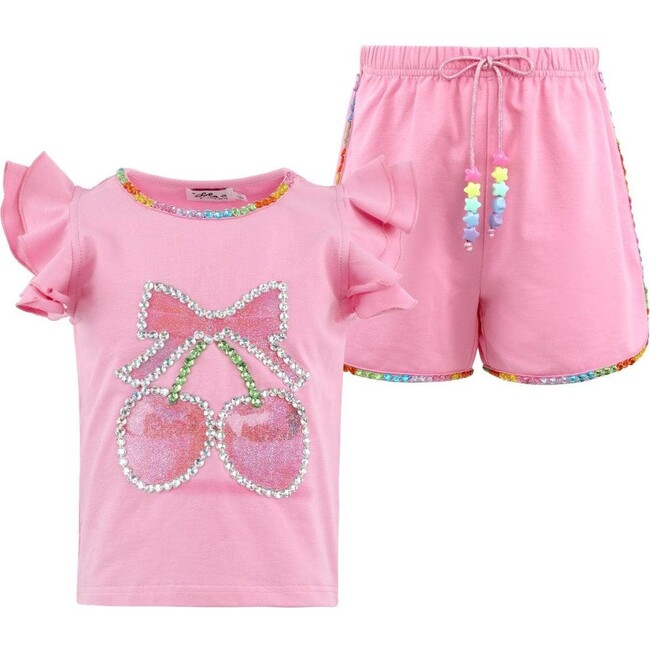 Crystal Cherry Ruffle Short Set