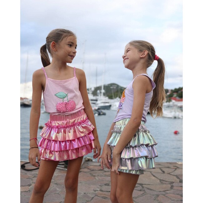 Hologram Ruffle Skort Silver