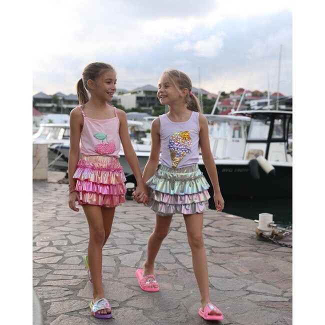 Hologram Ruffle Skort Silver - Skirts - 4