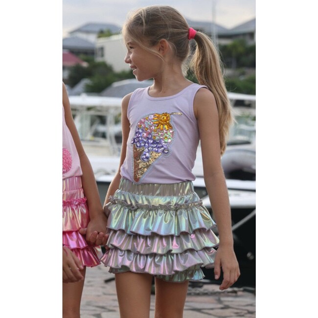 Hologram Ruffle Skort Pink - Skirts - 6