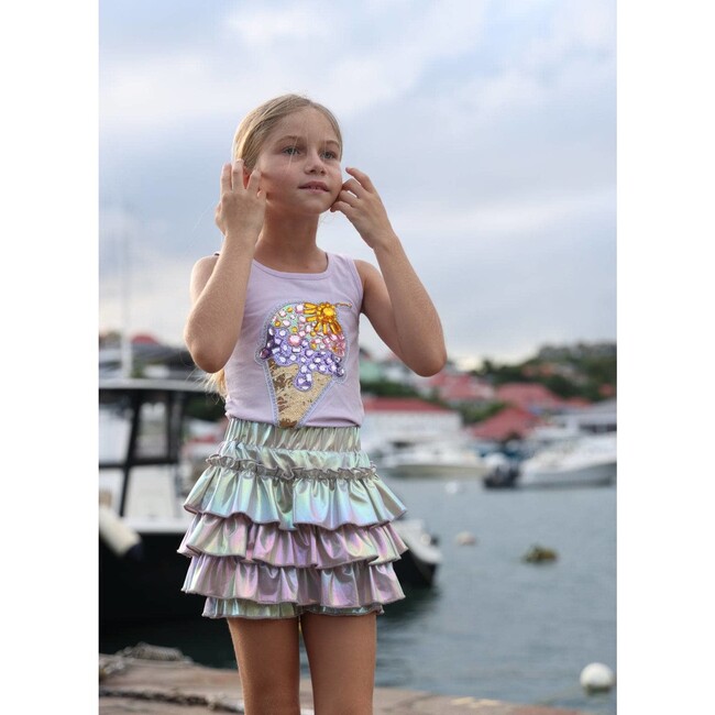 Hologram Ruffle Skort Pink - Skirts - 8