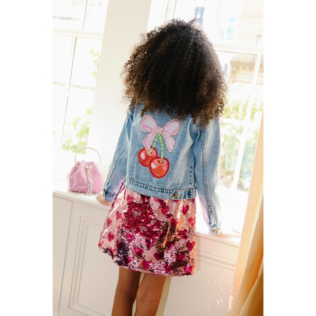 Crystal Cherry Bow Denim Jacket - Jackets - 4