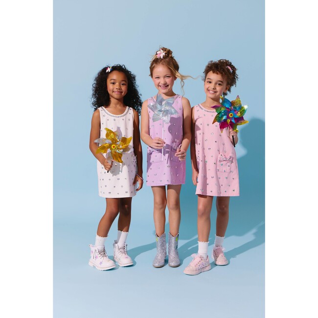 Lavender Crystal Heart Denim Bow Dress - Dresses - 6