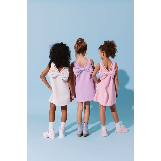 Lavender Crystal Heart Denim Bow Dress - Dresses - 7