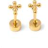 Beaded Cross Earrings, Gold - Earrings - 1 - thumbnail