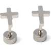 Cross Stud Earrings, Silver - Earrings - 2