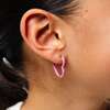 Enamel Heart Hoop, Pink - Earrings - 2