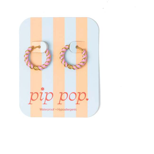Braided Hoop Earrings, Pink - Earrings - 3