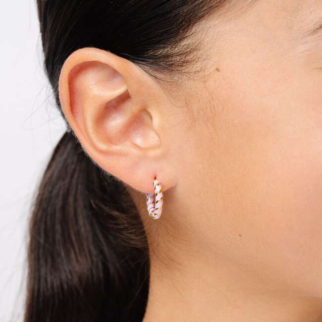 Braided Hoop Earrings, Lilac - Earrings - 3