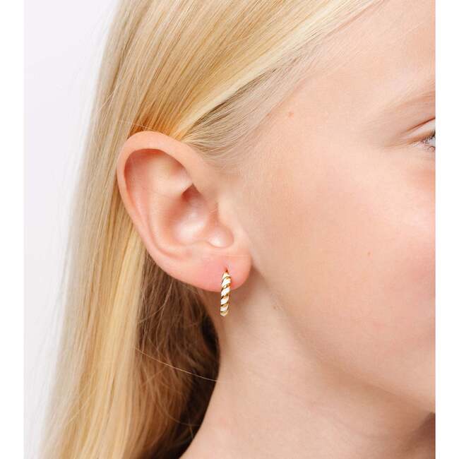 Braided Hoop Earrings, White - Earrings - 3