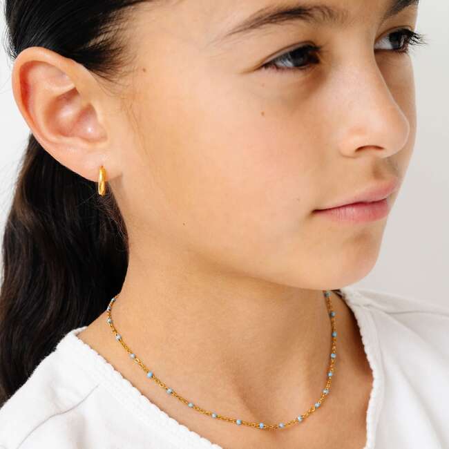 Enamel Bead Necklace, Blue - Earrings - 4