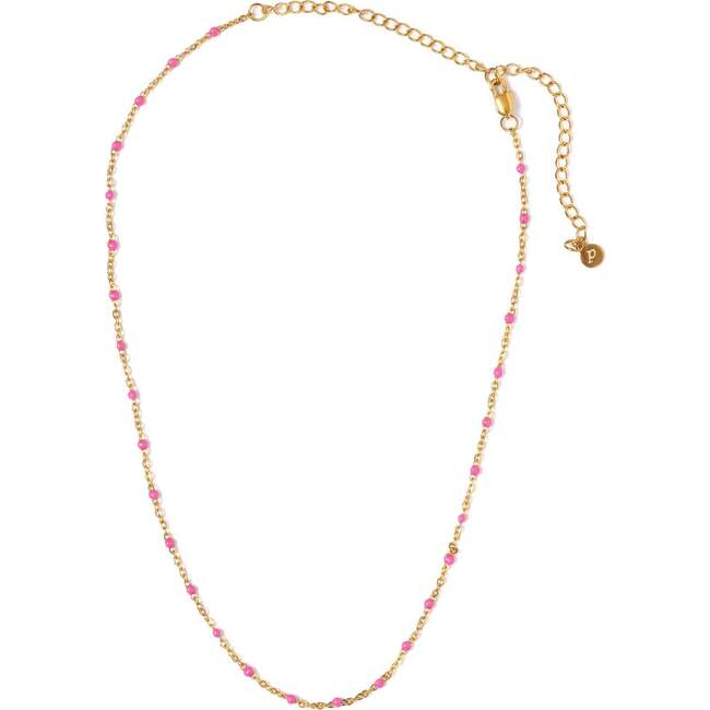 Enamel Bead Necklace, Pink - Earrings - 4