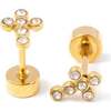 Diamond Cross Earrings, Gold - Earrings - 1 - thumbnail