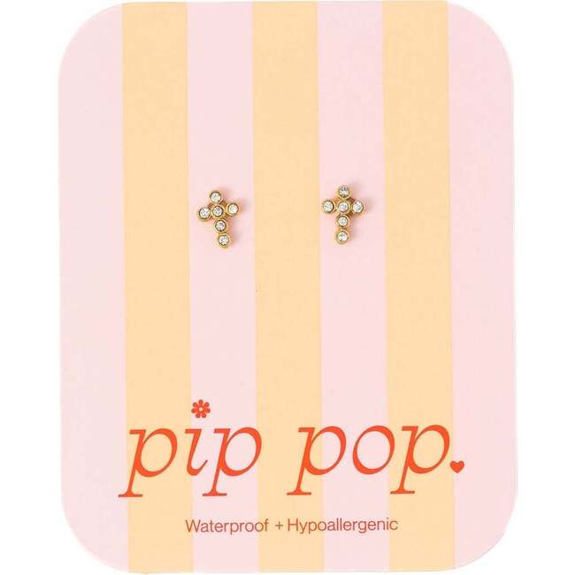Diamond Cross Earrings, Gold - Earrings - 5