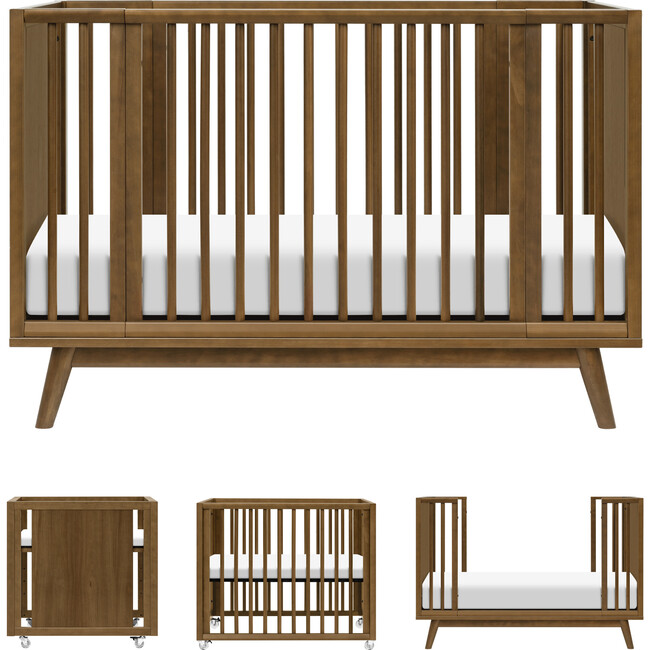 Palma 8-in-1 Convertible All-Stages® Crib w/ Bassinet & Toddler Bed Kits in Natural Walnut