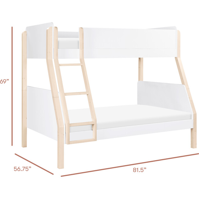 TipToe Twin-Over-Full Bunk Bed in White and Washed Natural - Bunk Beds - 3