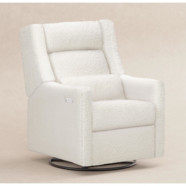 Kiwi Plus Power Glider Recliner w/ Power Headrest in Cream Shearling