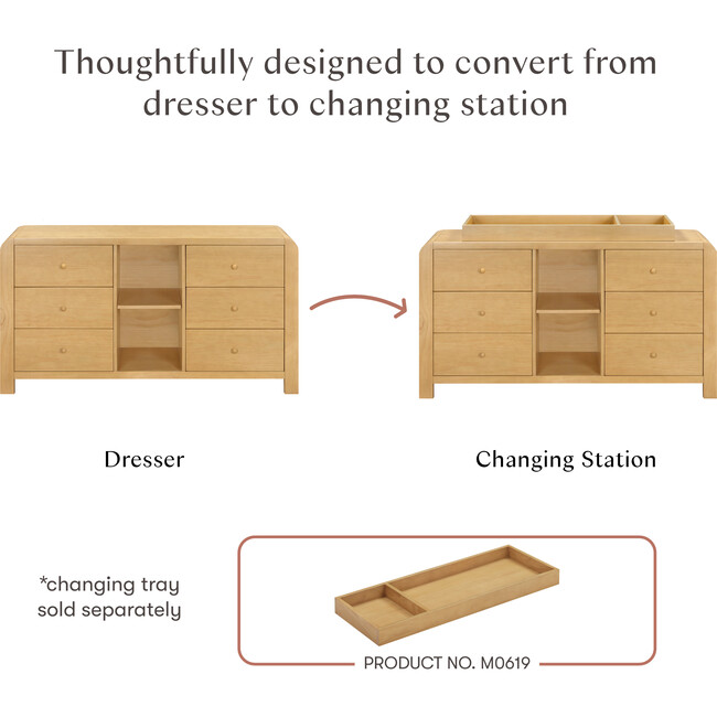 TipToe 6-Drawer Assembled Dresser with Cubbies in Honey - Dressers - 5